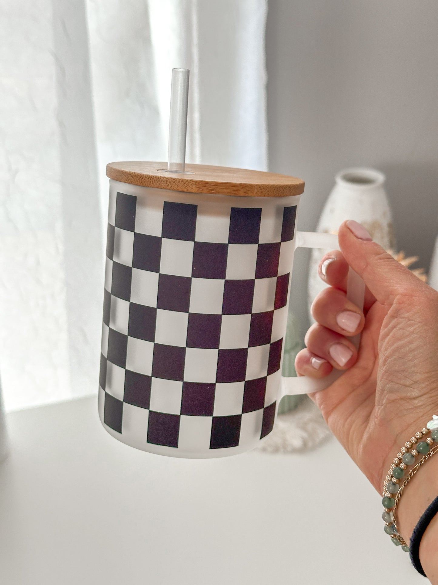Checkered Glass Mug
