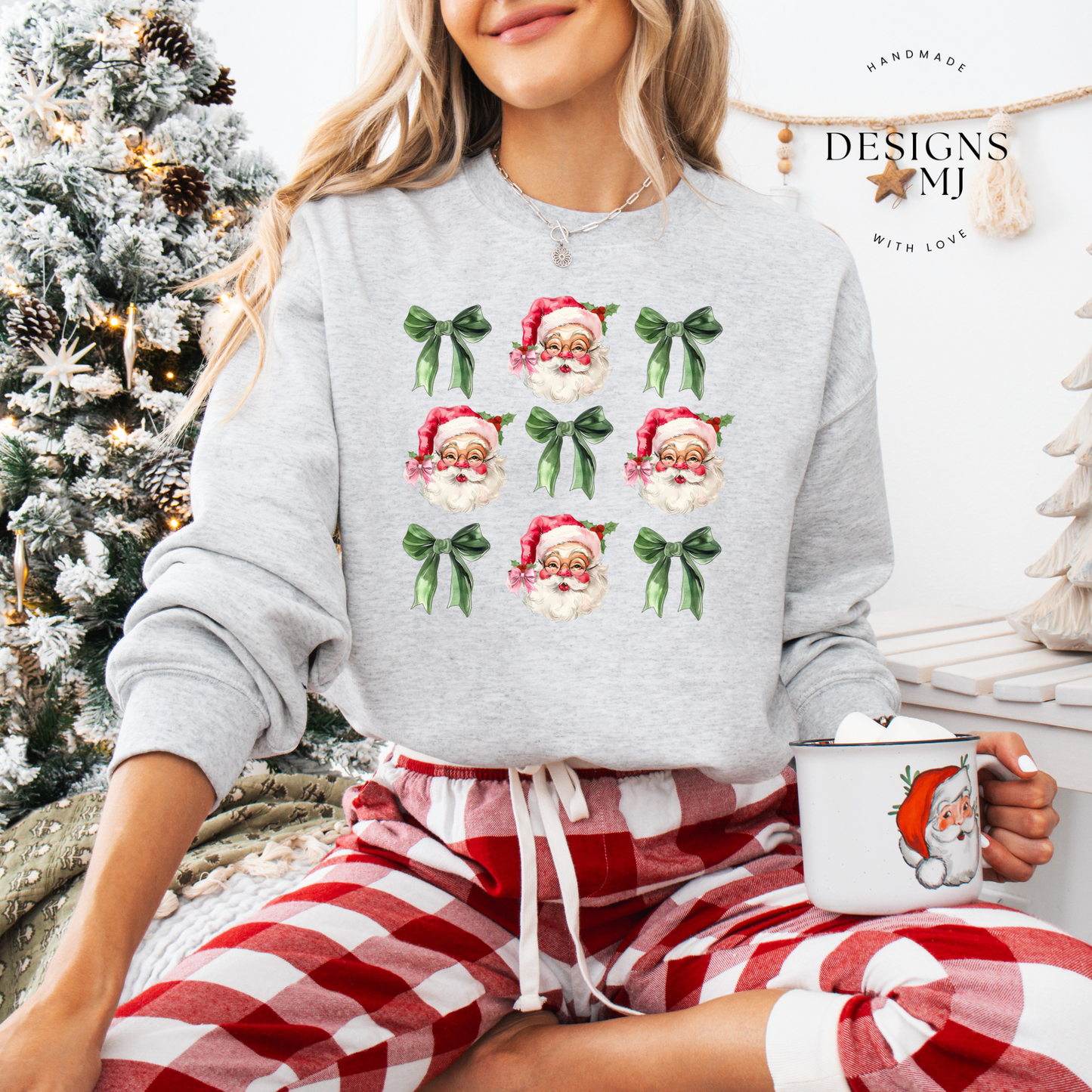 Retro Santa and Bows Sweatshirt