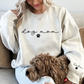 Dog Mom Sweatshirt with Pets name on Sleeve