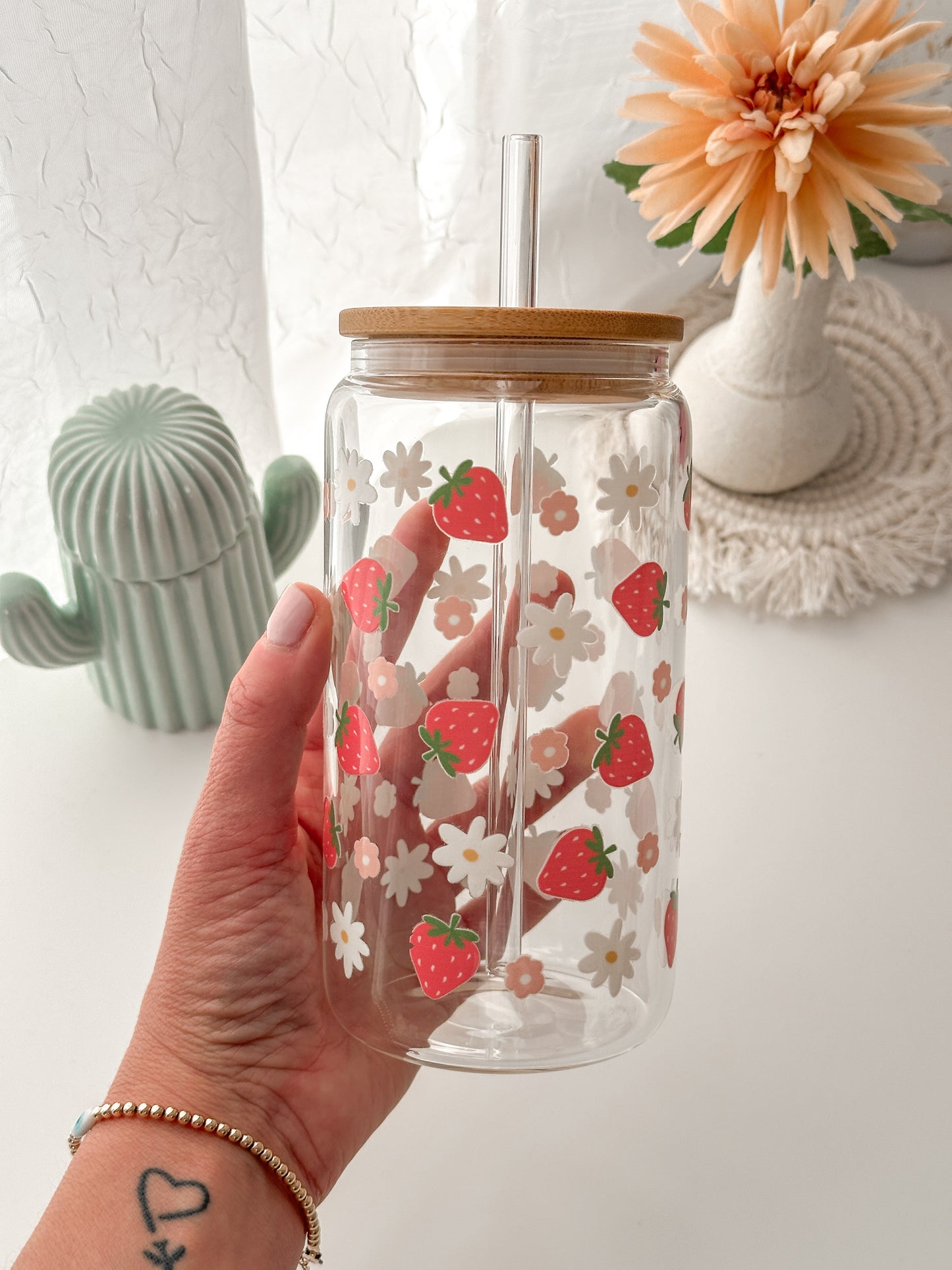 Strawberry and Flowers Tumbler