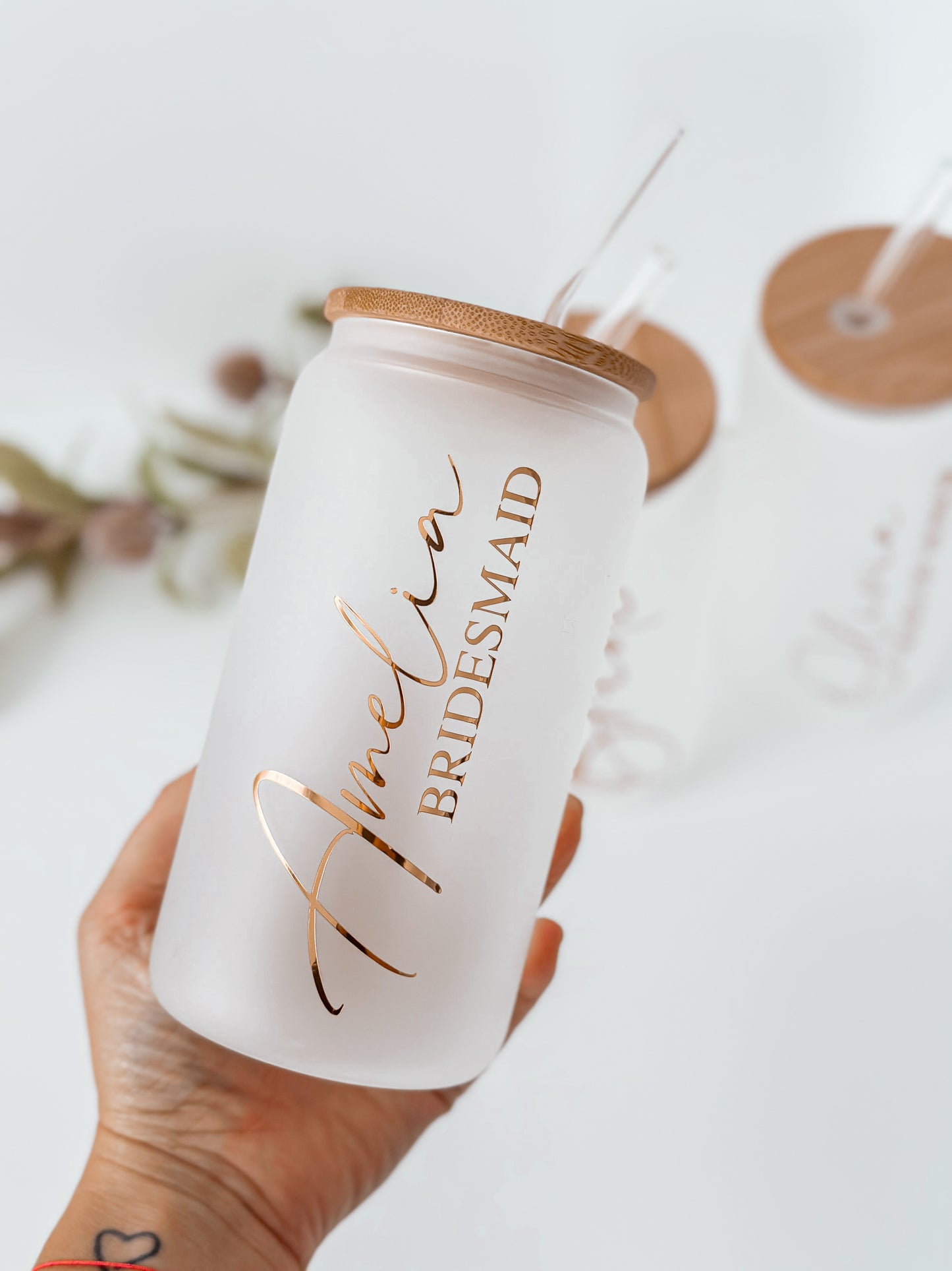 Personalized Bridesmaid Glass Tumblers