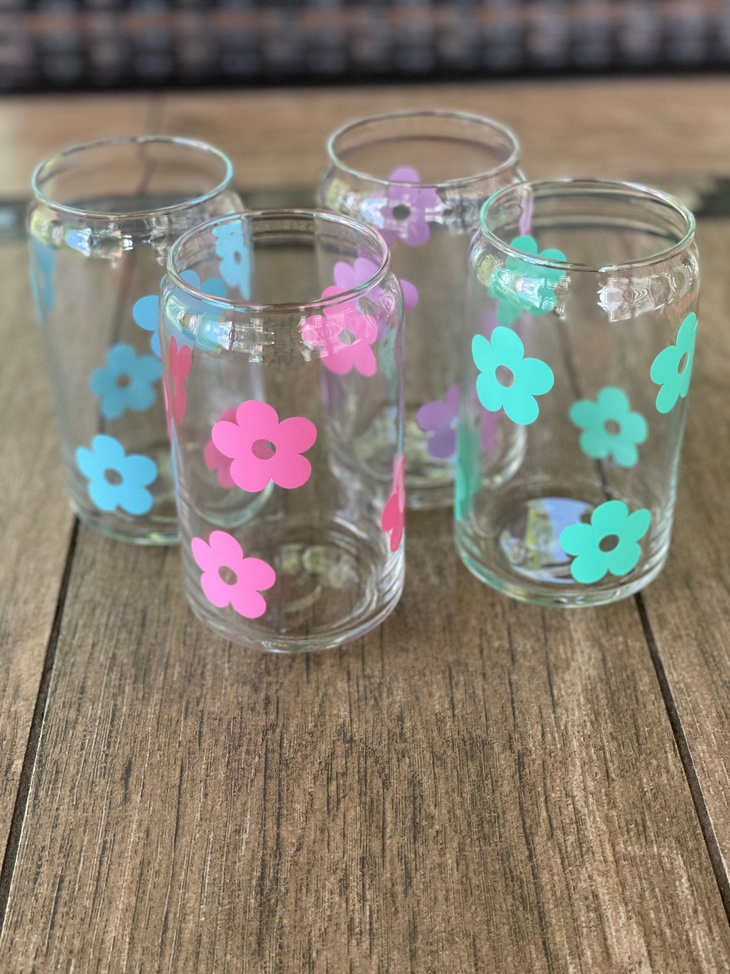 Retro Flowers Glass cup