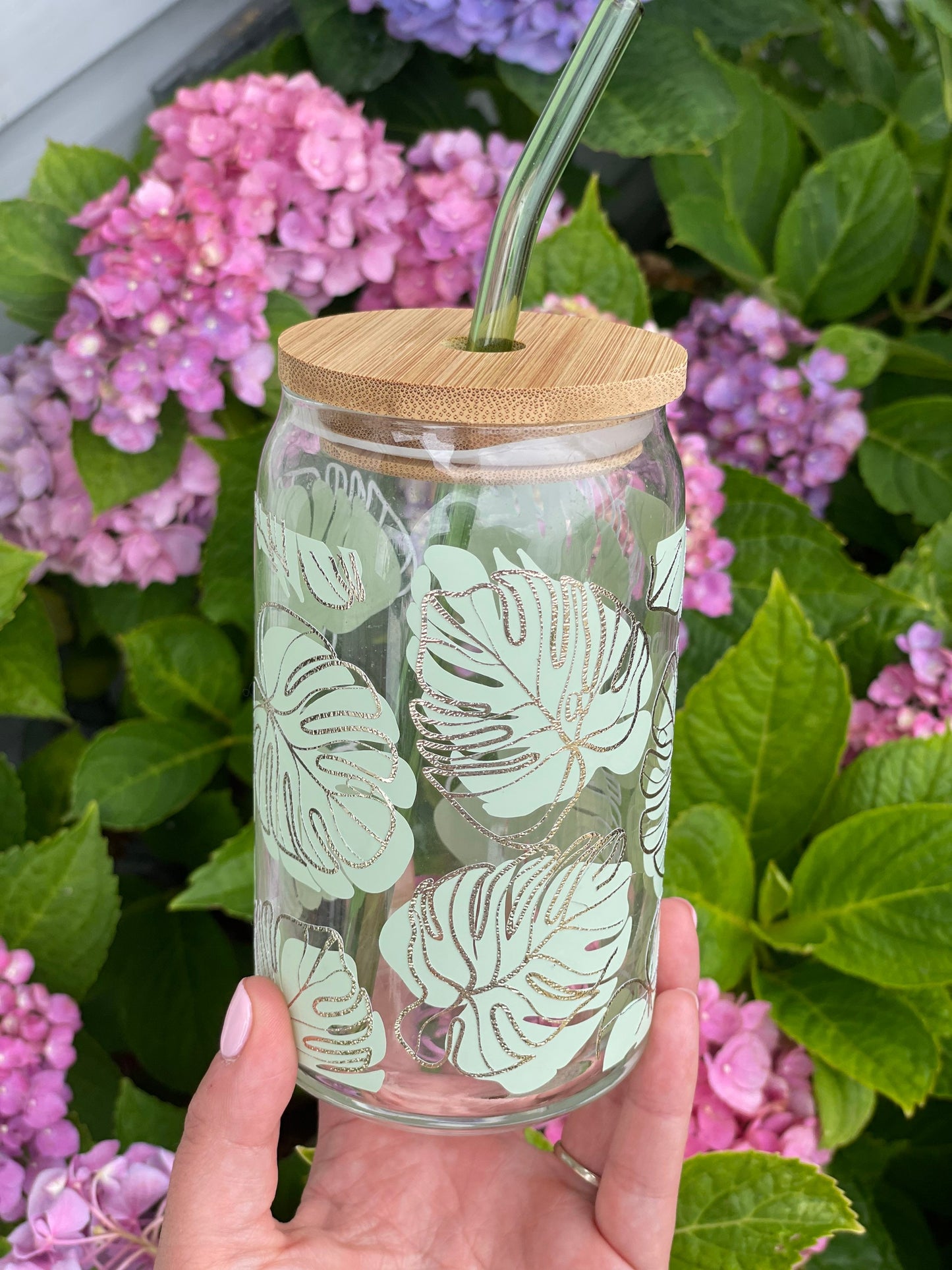Monstera Leaf Glass cup